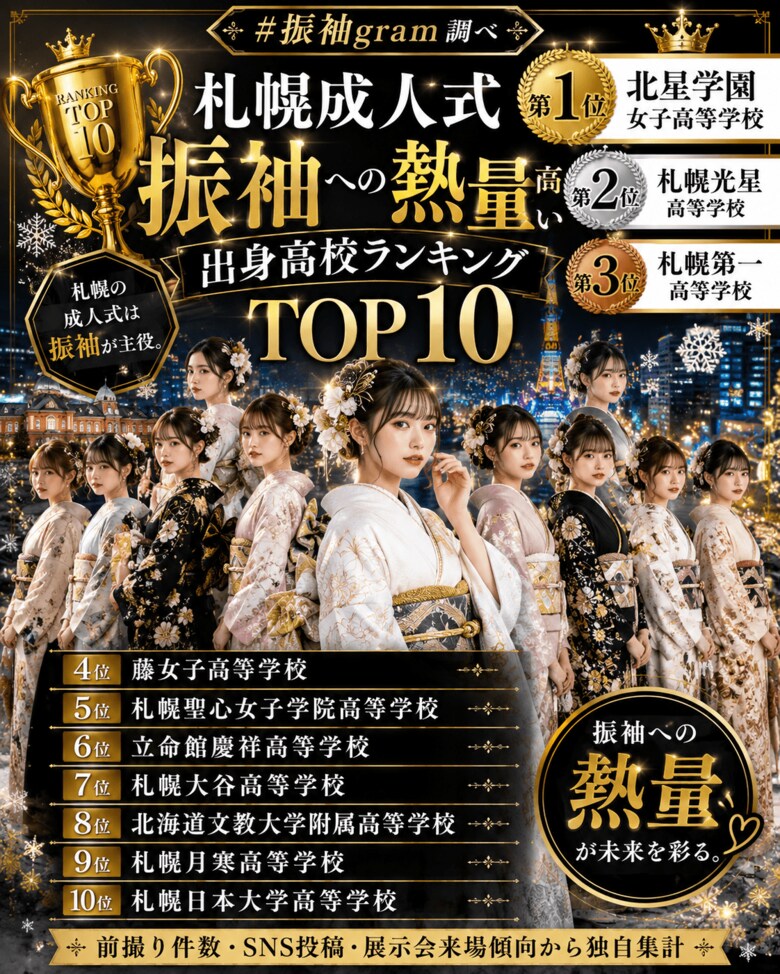 札幌成人式は“振袖ファッションショー化”へ#振袖gram来場者調査で見えた「振袖への熱量が高い出身高校ランキング2026」を発表