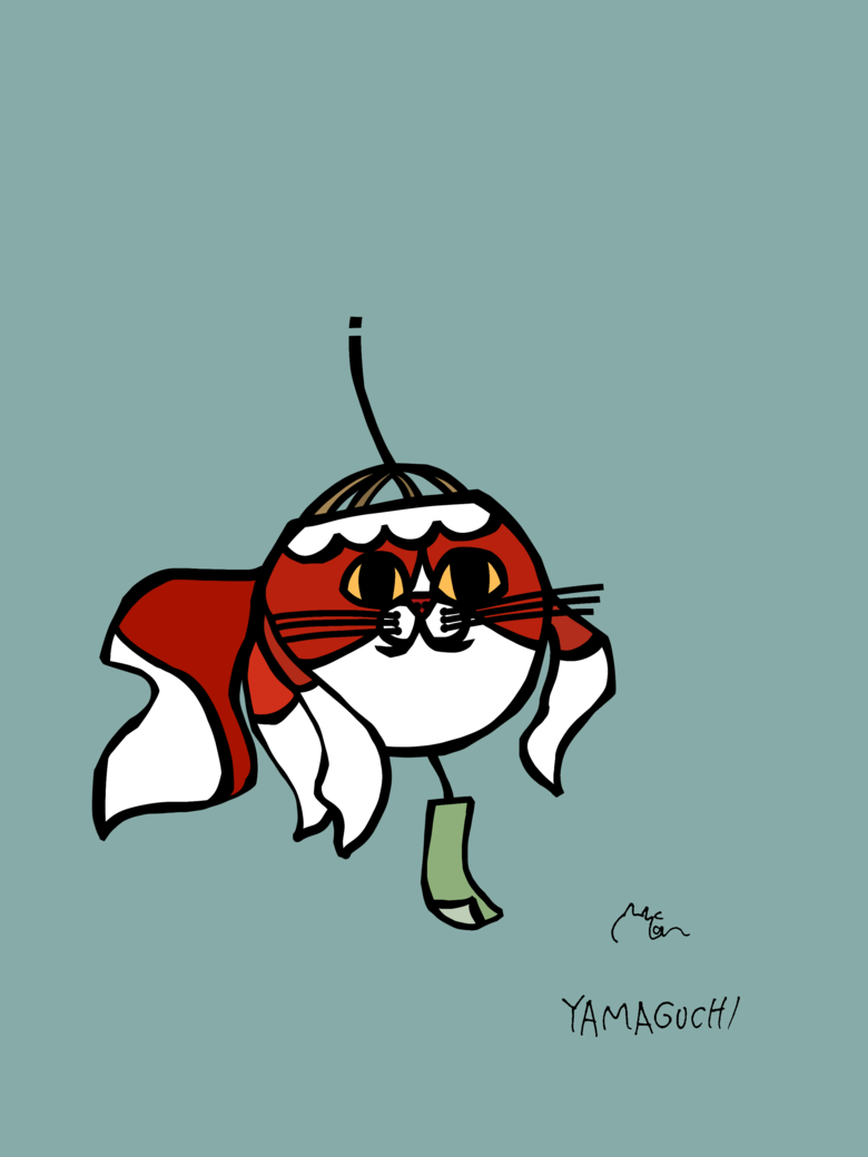 山口県のご当地ネコ（金魚ちょうちんネコ）