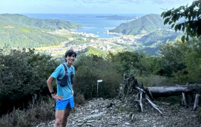 須賀さんは以前から、女川の山を走り、トレーニングを重ねてきた