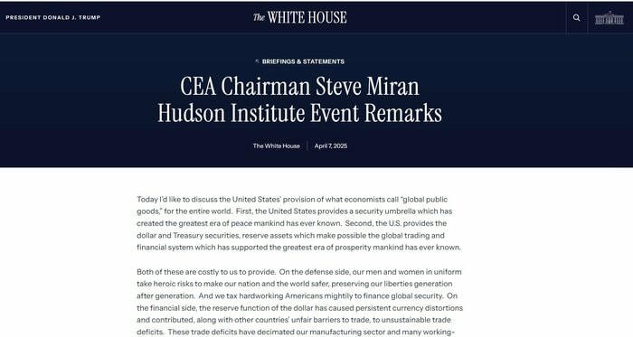 ホワイトハウスHPに掲載されたミランCEA委員長の講演内容