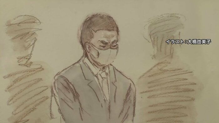 初公判の際の遠藤被告の様子(イラスト:大橋由美子)