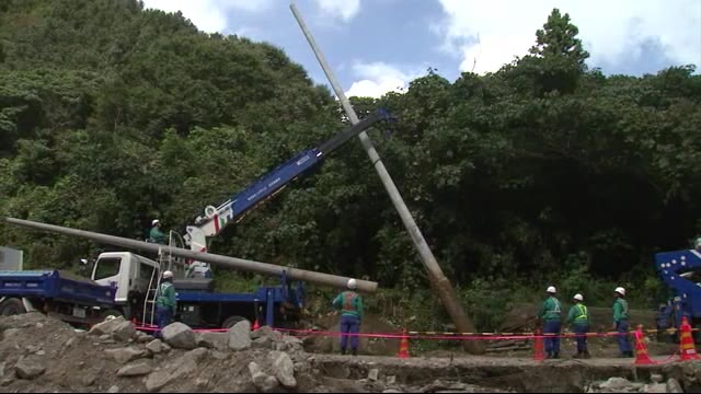 丸森町 電柱の撤去作業を公開 東北電力グループ〈宮城〉