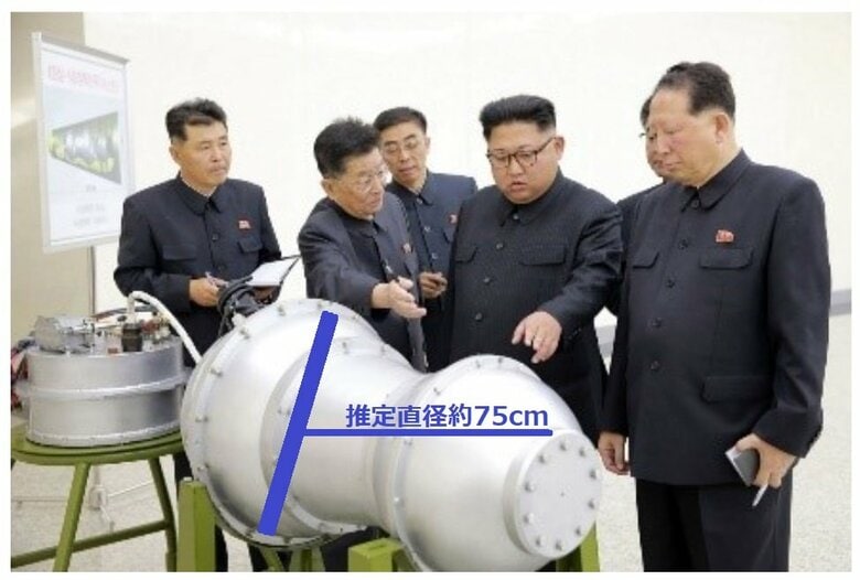 2017年9月3日核弾頭の開発現場を視察する金正恩委員長(当時)