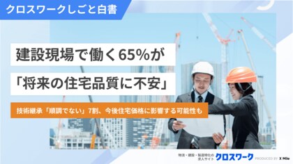 建設現場の65％が「将来の住宅品質に不安」 技術継承「順調でない」7割、今後住宅価格に影響する可能性も【500名調査】