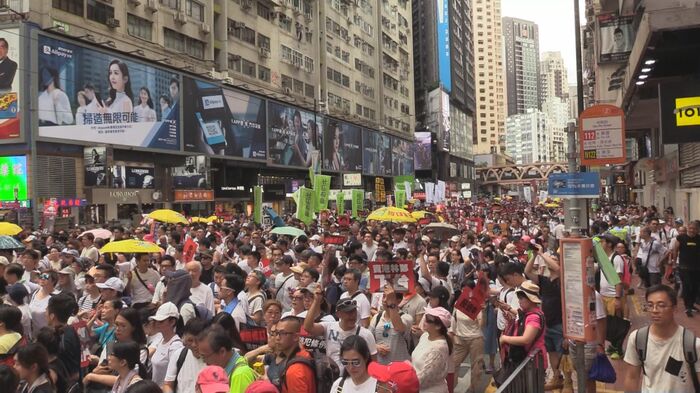 香港の民主派によるデモ