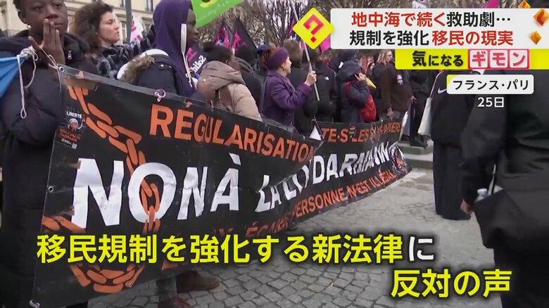 フランス・パリで起きた移民規制強化の新法律に対するデモ