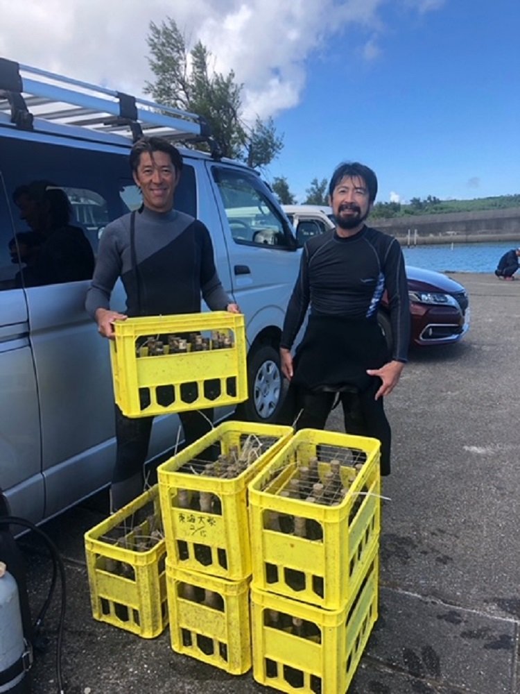 ※宮古島での引き揚げの様子（画像提供：東海大学海洋学部　合志明倫客員准教授）