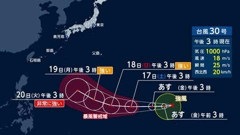 13年ぶりの「台風30号」に要注意　「非常に強い勢力」で列島接近へ　直撃コースの予想も　千葉被災地で不安の声