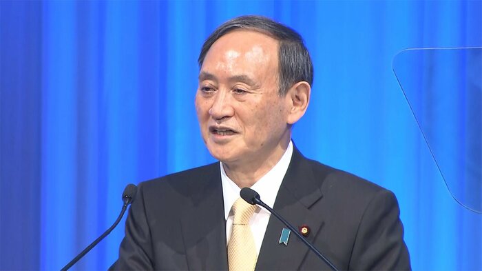 自民党大会で総裁として挨拶する菅首相 3月21日・都内