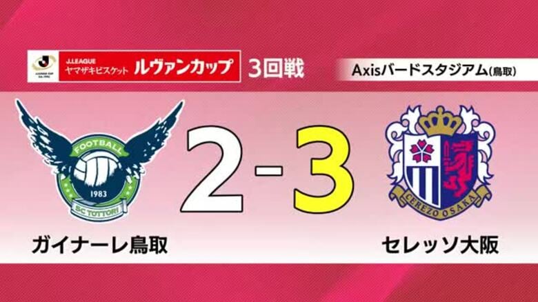 【ルヴァンカップ】ガイナーレ鳥取がセレッソ大阪に惜敗　2度追いつくも終盤に勝ち越し許し快進撃止まる｜FNNプライムオンライン
