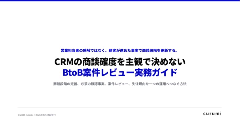 CRMの商談確度が担当者ごとに違うのはなぜ？段階定義・案件レビュー・失注理由を整える実務ガイドを無料公開