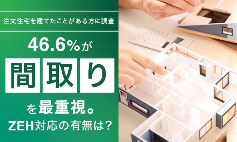 【注文住宅を建てたことがある方に調査】46.6％が「間取り」を最重視。ZEH対応の有無は？