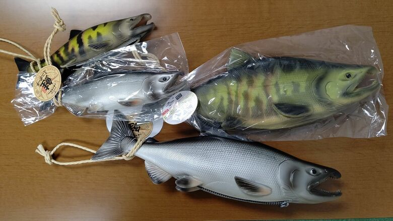 迷彩のような模様の「ブナ毛」（上）と、メタリックな「銀毛」