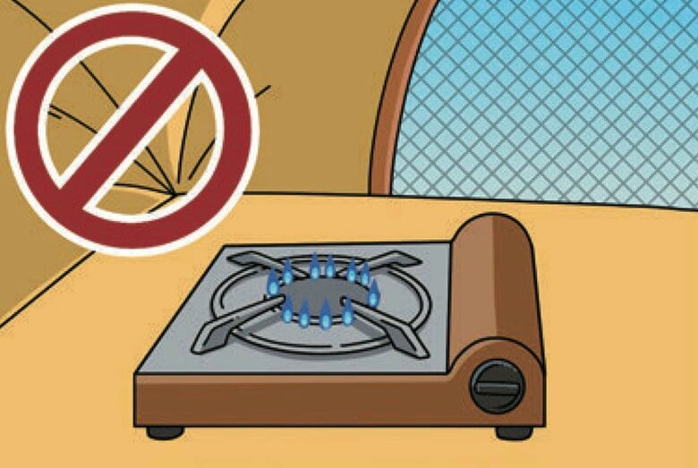 テントなどの換気が難しい場所で使うと事故の危険も（提供：日本ガス石油機器工業会）