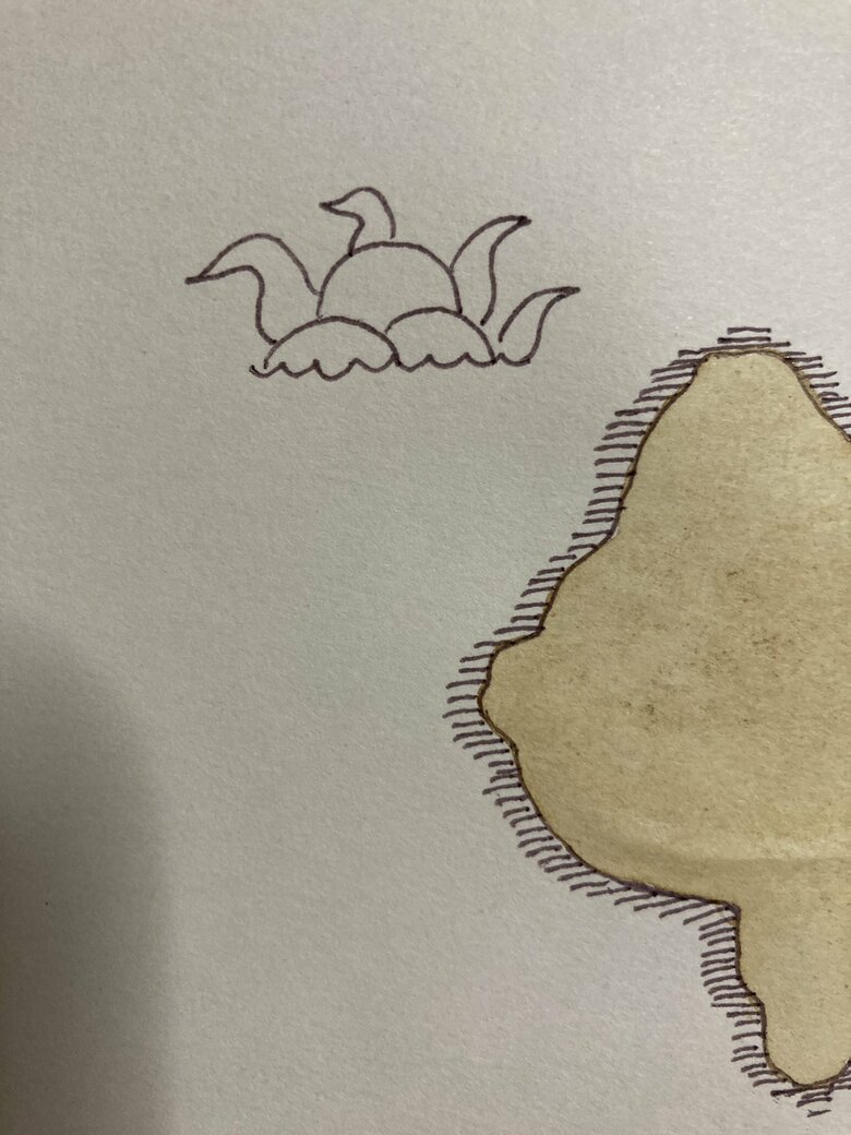 波線の上にウネッと…