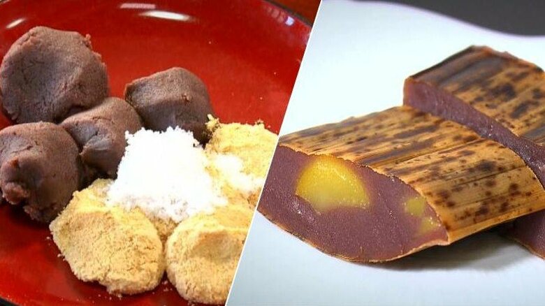 左)安倍川もち　右)追分ようかん