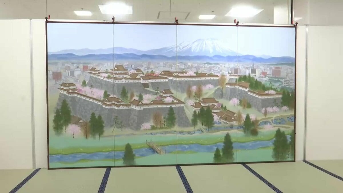 村田林藏さん(岩手・花巻市出身)日本画展 “現代の街並みに盛岡城”の