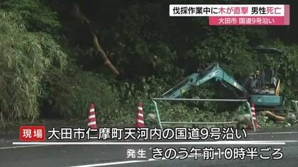 折れた枝が頭を直撃…国道9号の木材伐採作業で労災事故　現場責任者の48歳男性が死亡（島根）
