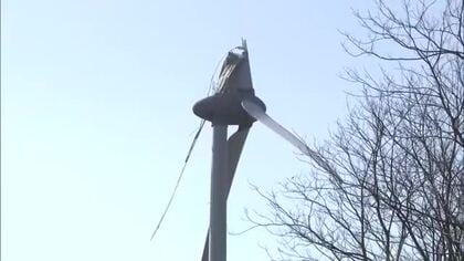 羽根が折れた風車、発電事業者などが現地調査　3月実施の点検では異常確認されず　秋田・男鹿市