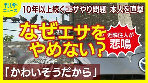 迷惑“エサやり”おじさんを直撃　「弱ったハトを見過ごせない性分」と主張　10年以上続く給餌行為　注意しても「へへへ」　周囲は糞害に苦悩　トラブルが後を絶たず