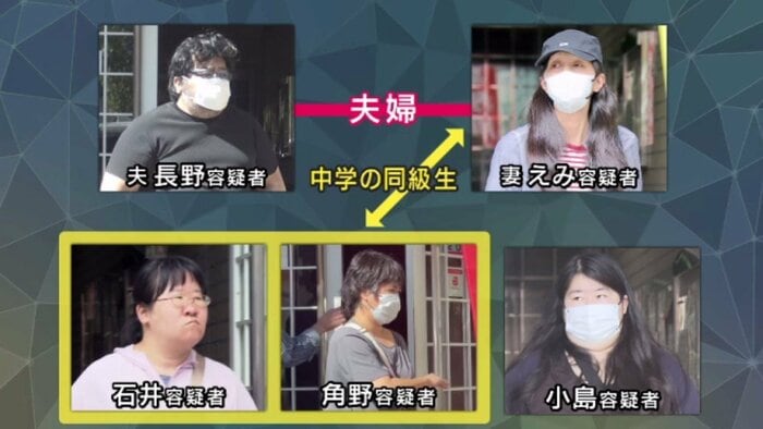 長野容疑者と4人の女
