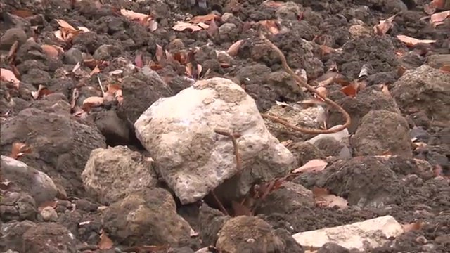 土砂の中には鉄筋も
