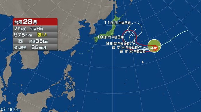 台風28号の進路予想図