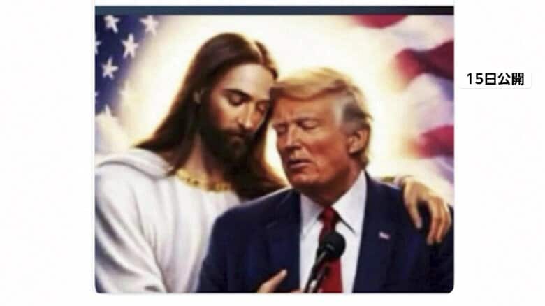 今度は“イエス・キリスト”とみられる人物と寄り添う画像をSNS投稿 トランプ大統領「私はかなり良いと思う!!!」|FNNプライムオンライン