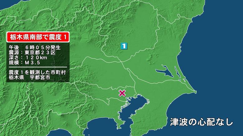 栃木県で最大震度1の地震　栃木県・宇都宮市｜FNNプライムオンライン