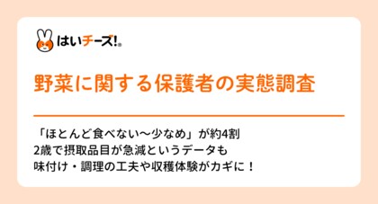 【8月31日は野菜の日】2歳で野菜離れの壁?約7割が「野菜によって食べる・苦手」