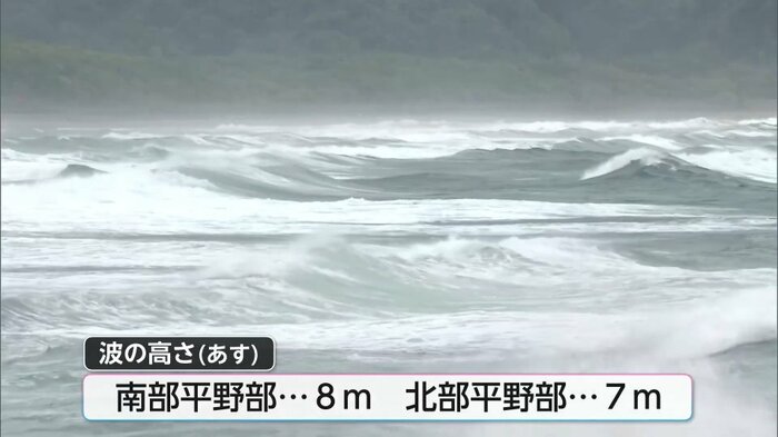 （激しい白波が立つ日南市の海岸）