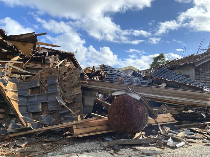 被災直後の中島酒造店（写真提供：中島酒造店）
