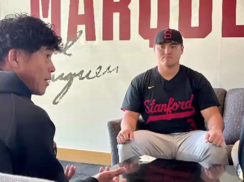 ソフトバンクホークスがドラフト1位・佐々木麟太郎選手に指名あいさつ　城島CBOが渡米　入団交渉は来夏以降の見通し｜FNNプライムオンライン