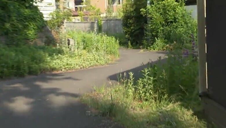 不自然に蛇行した道は、かつて川だった名残だ