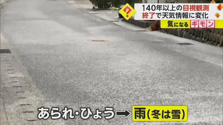 今後、雨に分類されるというあられやひょう