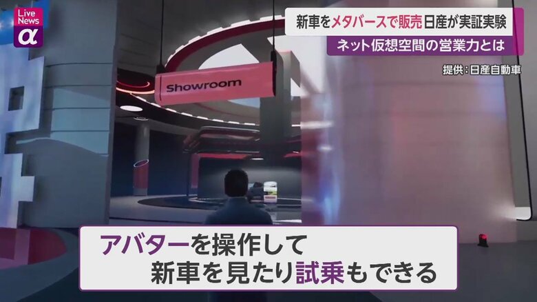 日産自動車が実証実験を開始した仮想空間での自動車販売の様子