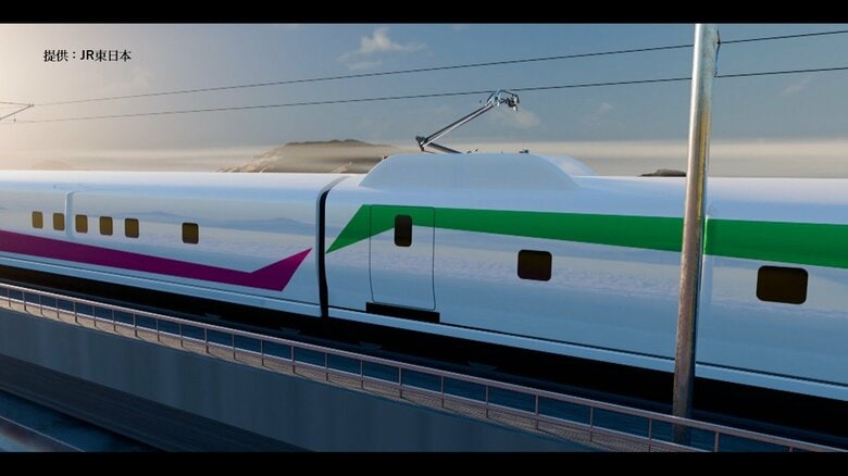 従来の検測車の白を基調としたデザインを継承し、ボディには赤と緑のラインがあしらわれている