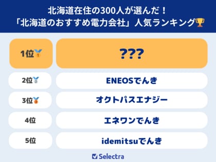 300人に聞いた!北海道電力エリアで契約したい電力会社No.1は?65.7%の契約者が「電気料金の安さ」を最重要視!【セレクトラ独自調査】