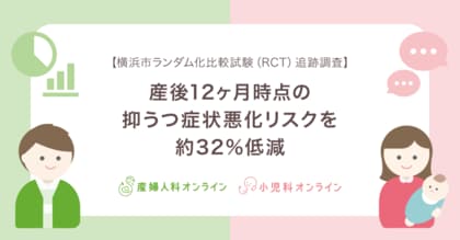 【横浜市ランダム化比較試験（RCT）追跡調査】産後12ヶ月時点の抑うつ症状悪化リスクを約32%低減
