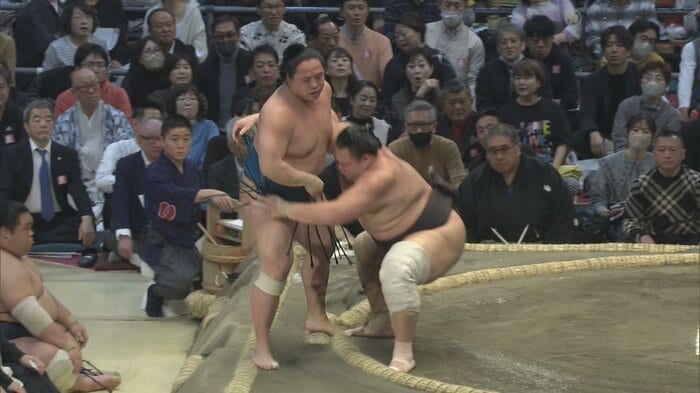 寄り切りで4連勝を決めた朝乃山