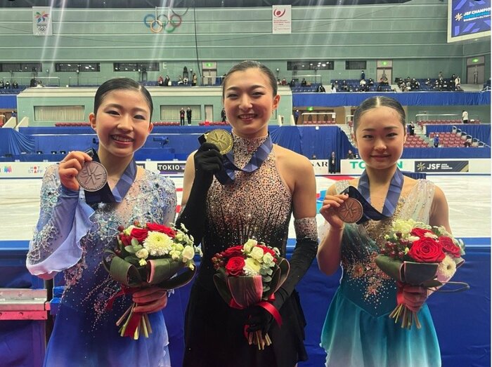 坂本花織が3連覇した、2023年全日本選手権の表彰台