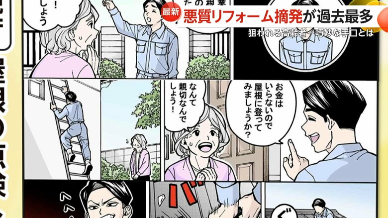 警視庁が作成した悪質リフォームの実例に基づいた漫画