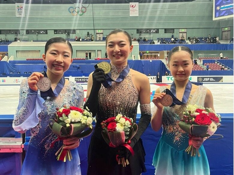坂本花織が3連覇した、2023年全日本選手権の表彰台