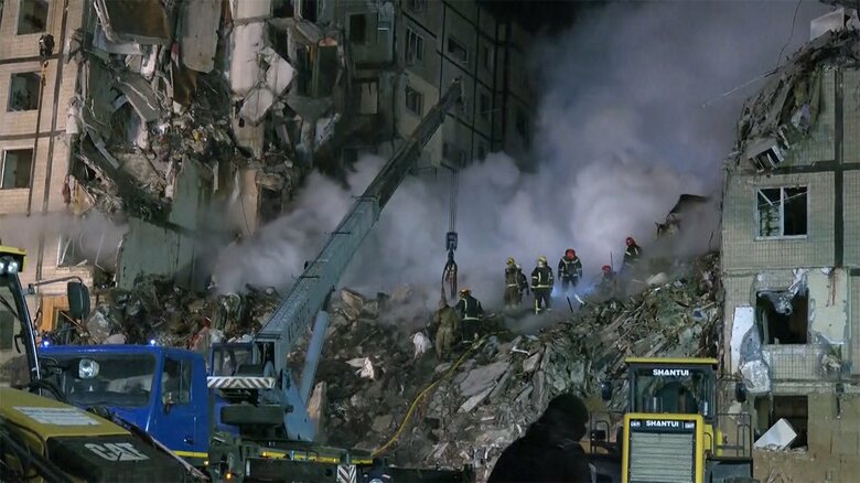 集合住宅を狙ったロシア軍の攻撃（1月）