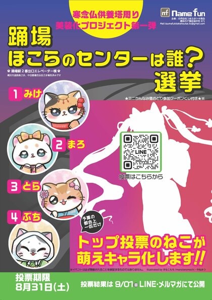 横浜市泉区 横浜市営地下鉄ブルーライン踊場駅出口すぐ寒念仏供養塔周り美装化プロジェクト 第一弾ほこらのセンターは誰?選挙 開催