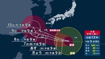 【台風情報】大型で非常に強い台風13号、7日沖縄直撃へ　空の便は那覇発着便中心に6日から欠航　熊本でも週末にかけて風強まるおそれ