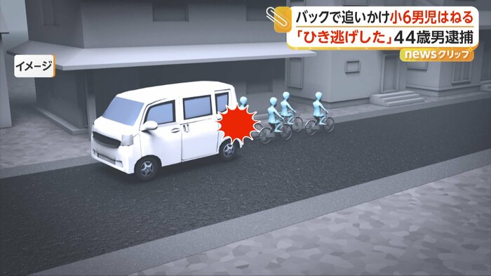 車をバックさせて追いかけ、自転車の小学生に衝突