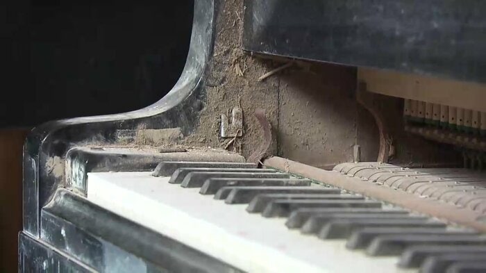 東日本大震災の津波で被災したピアノ