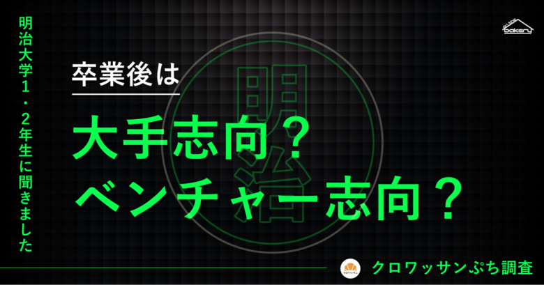 【明治大学1.2年生に聞きました】卒業後は大手志向?ベンチャー志向?~クロワッサンぷち調査~