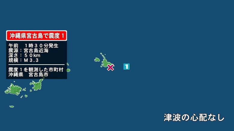 沖縄県で最大震度1の地震　沖縄県・宮古島市｜FNNプライムオンライン